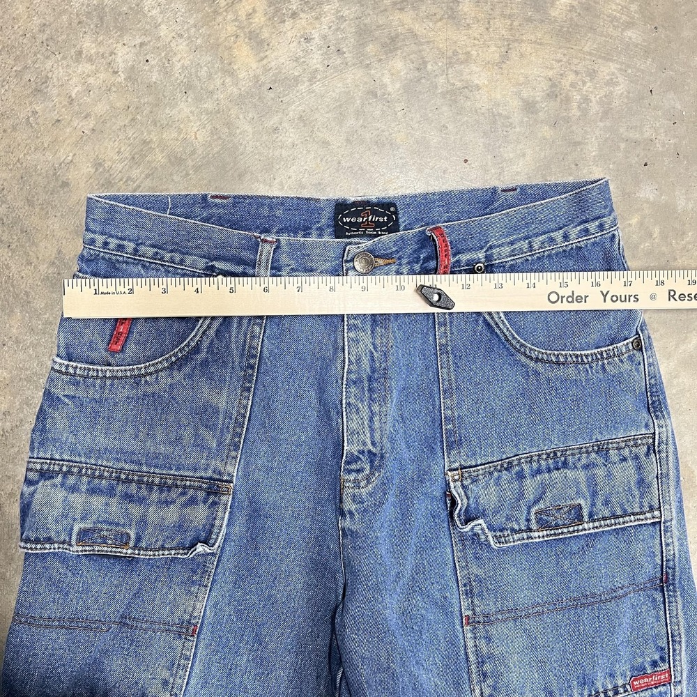 Vintage Y2K Jeans Baggy 33x30 Blue Denim Cargo Oversized JNCO Style Skate Widele - Picture 5 of 6